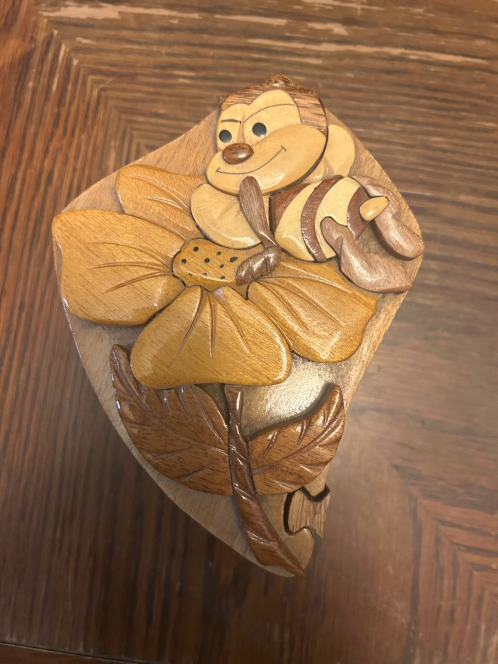Hand-Carved Wooden Flower Hair Barrette - Tan